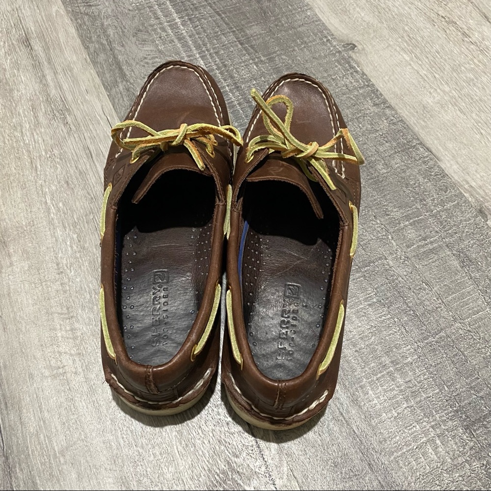 Sperry Brown Boat Shoes with Yellow Laces - Picture 5 of 7